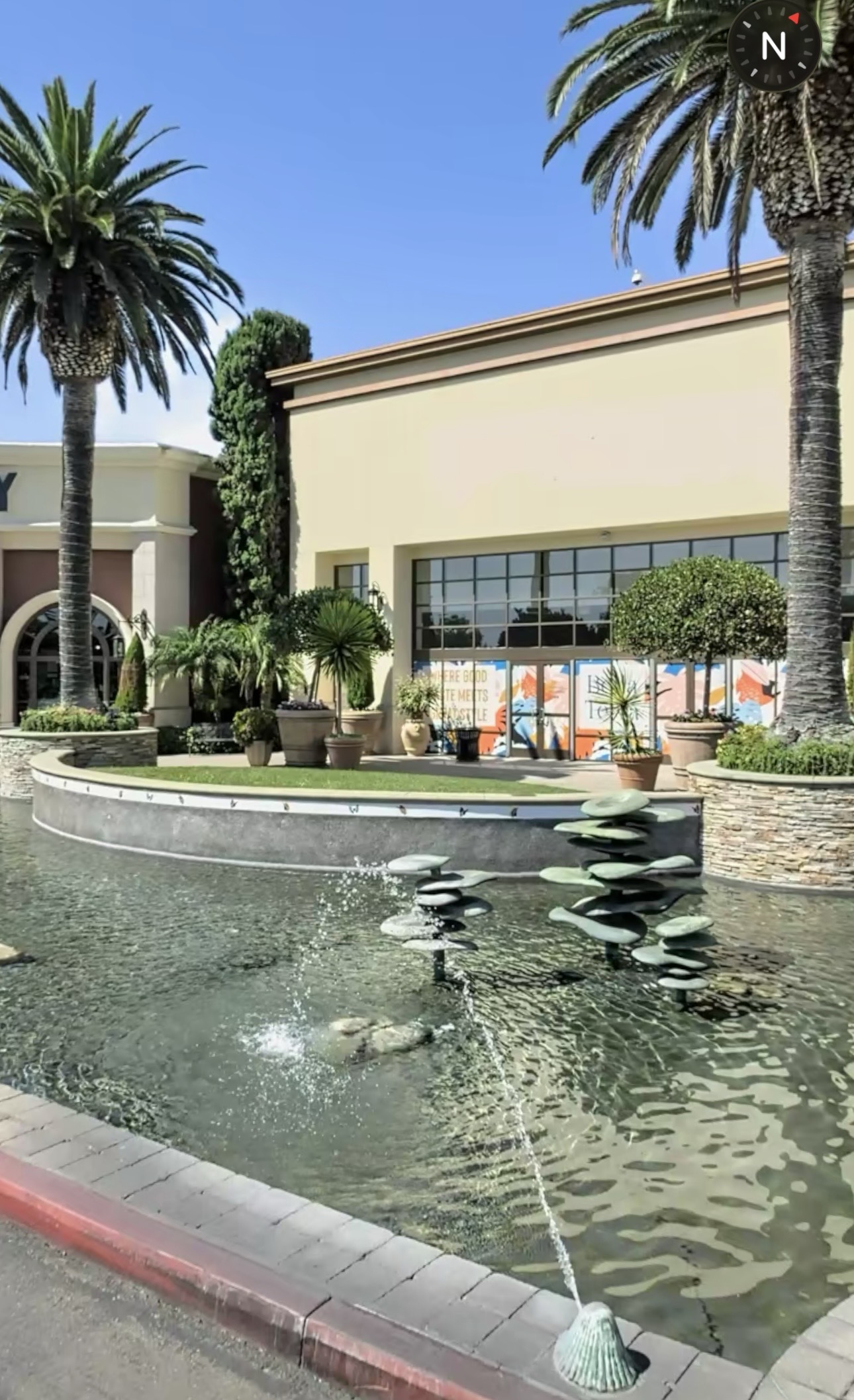 Commercial fountain maintenance project at Bella Terra outdoor center in Huntington Beach