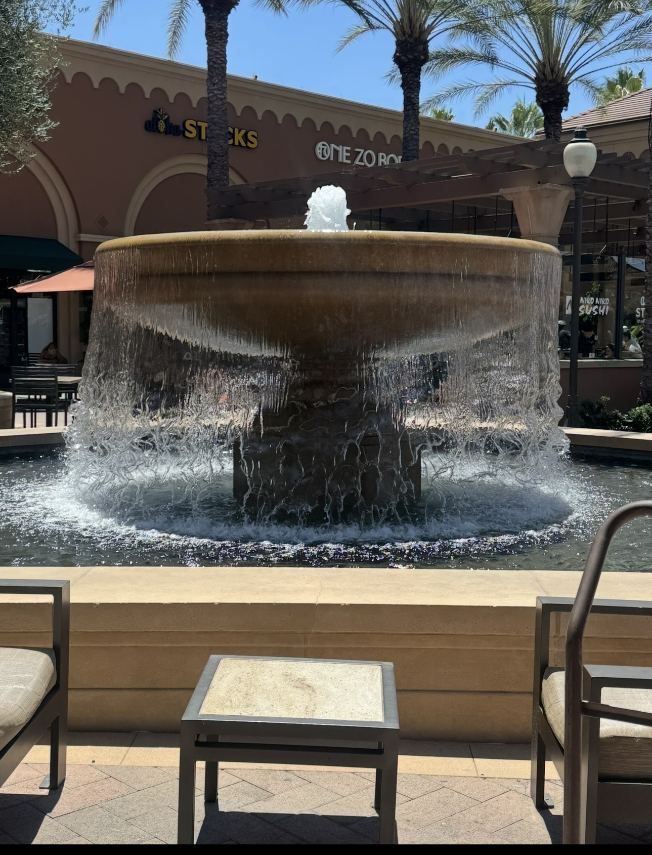 Multi-tiered commercial entry fountain service project at LA Fitness in Irvine